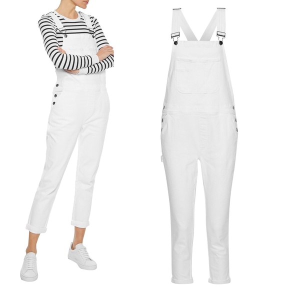 FRAME Denim Le Garcon Overalls in Blanc White Dungarees Size XS - Picture 1 of 4